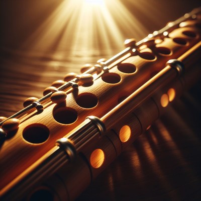 Wooden clarinet close-up