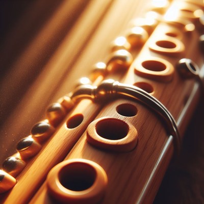 Wooden flute close-up