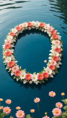 Flower wreath in water