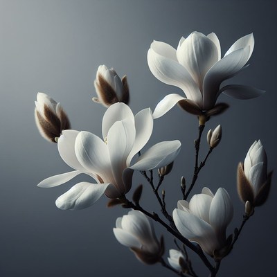 White magnolia blossoms in soft light