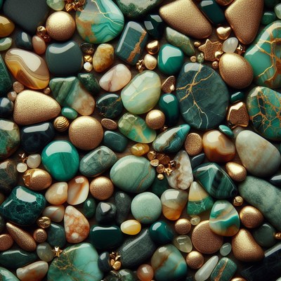 Green and gold stones