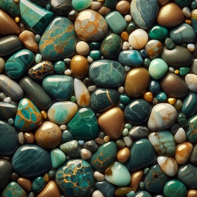 Green and gold polished stones