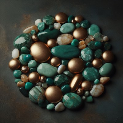 Green and gold stones