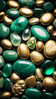 Green and gold stones