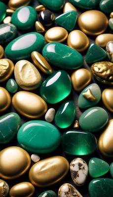Green and gold stones