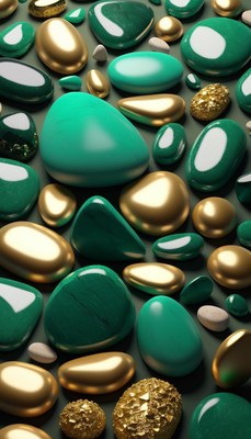 Green and gold pebbles