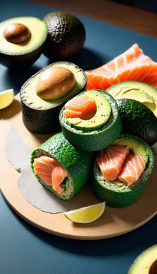 Avocado Sushi Rolls with Salmon
