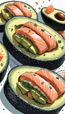 Avocado salmon sushi rolls