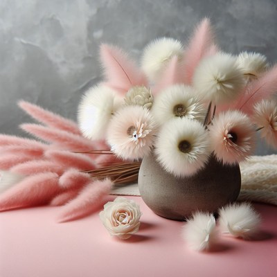 Pink and white flowers in vase