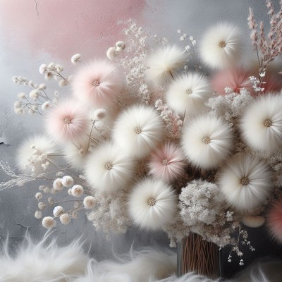 Fluffy white and pink flowers