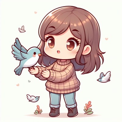 Girl holding bird