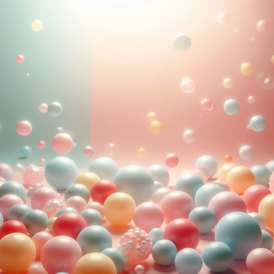 Pastel balloons floating in a soft light