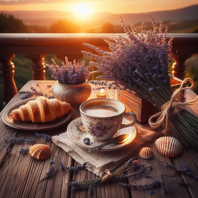 Sunrise coffee with lavender