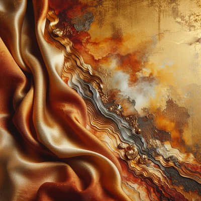 Abstract gold and orange fabric drape