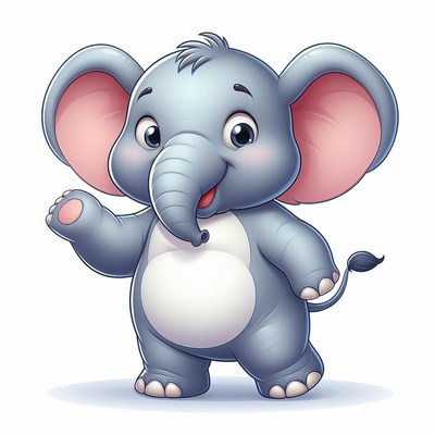 Cute cartoon elephant waving