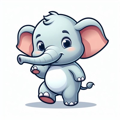 Cartoon baby elephant walking