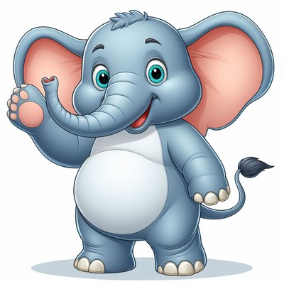 Smiling baby elephant waving