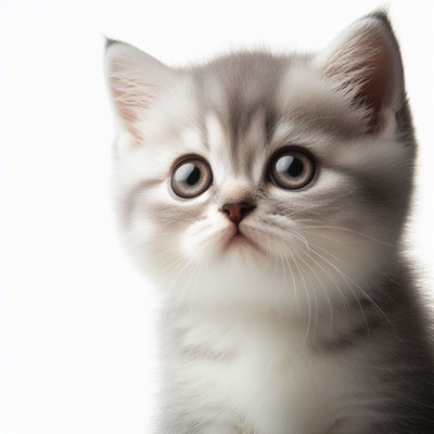 Cute kitten looking up close up