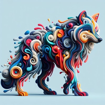 Abstract colorful wolf illustration