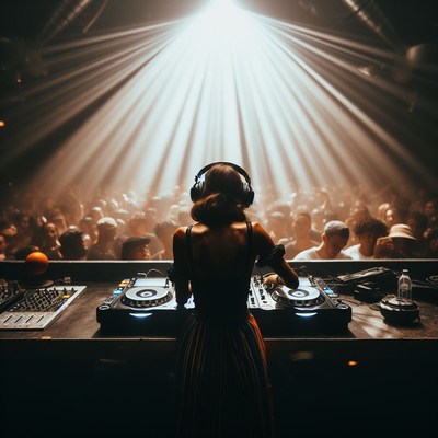 Female dj performing at nightclub