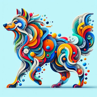 Colorful abstract wolf illustration