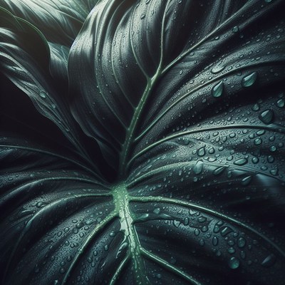 Close-up of dew-covered green leaf