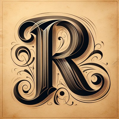 Ornate hand-drawn letter r