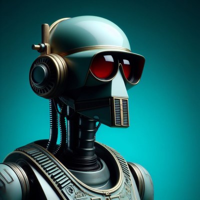 Robot wearing headphones and sunglasses