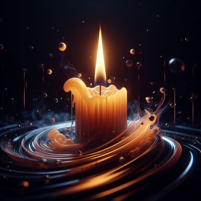 Candle burning in liquid swirl