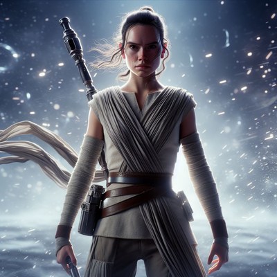 Rey stands ready in star wars