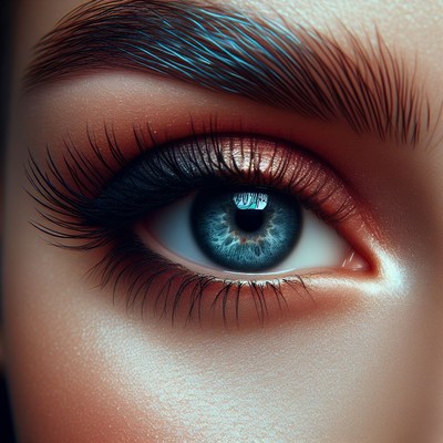 Close-up blue eye with makeup