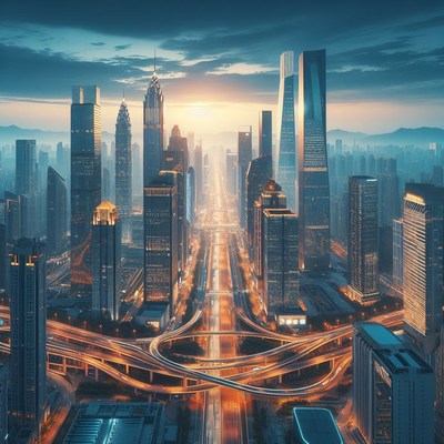 Shanghai skyline at dawn