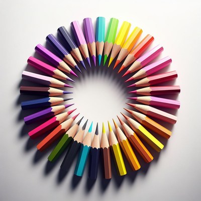 Colored pencils in a circle
