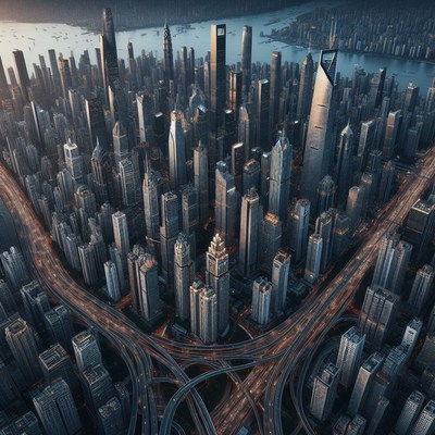 Shanghai skyline at dusk