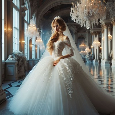 Bride in grand ballroom