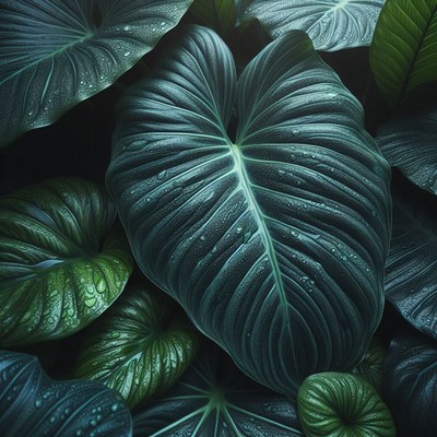 Tropical rainforest leaves