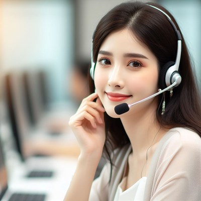 Smiling customer service representative