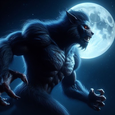 Werewolf under full moon