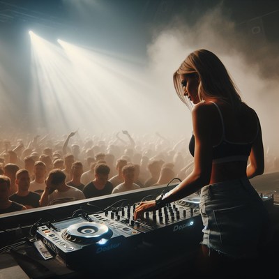 Female dj performing at concert