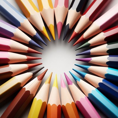 Colorful pencils forming circle