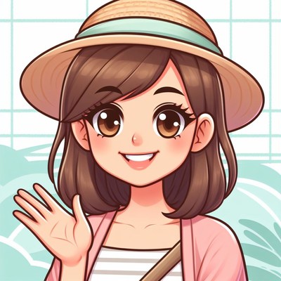 Smiling girl wearing straw hat