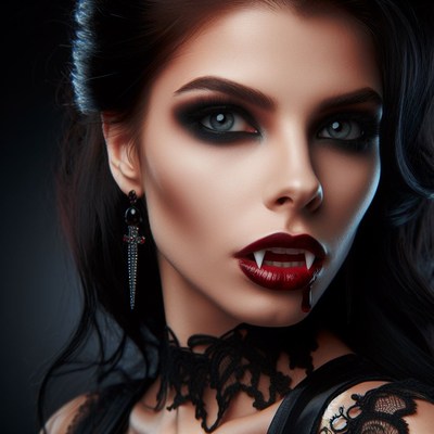 Vampire woman with fangs