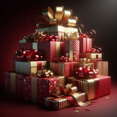 Stack of christmas presents