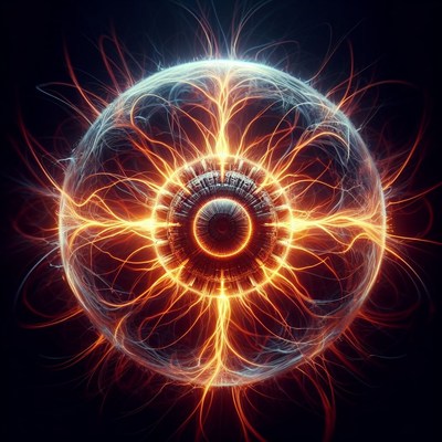 Glowing orb with energy lines