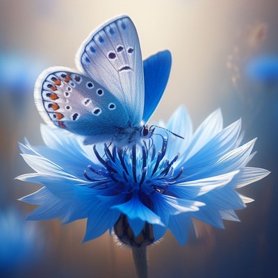 Blue butterfly on blue flower