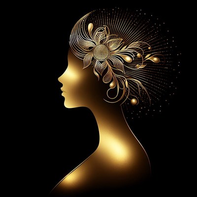 Golden woman silhouette