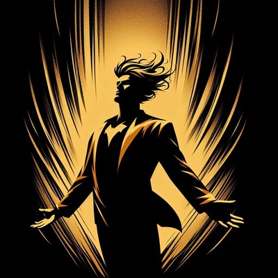 Man silhouette with windblown hair