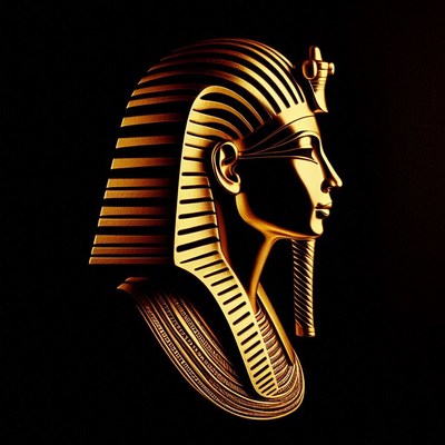Golden pharaoh bust profile