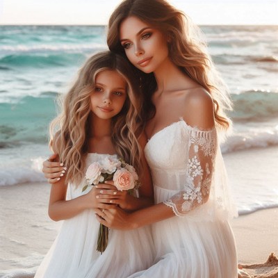 Mother and daughter beach portraits