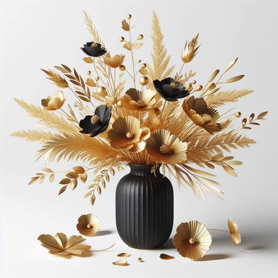 Gold and black flower arrangement